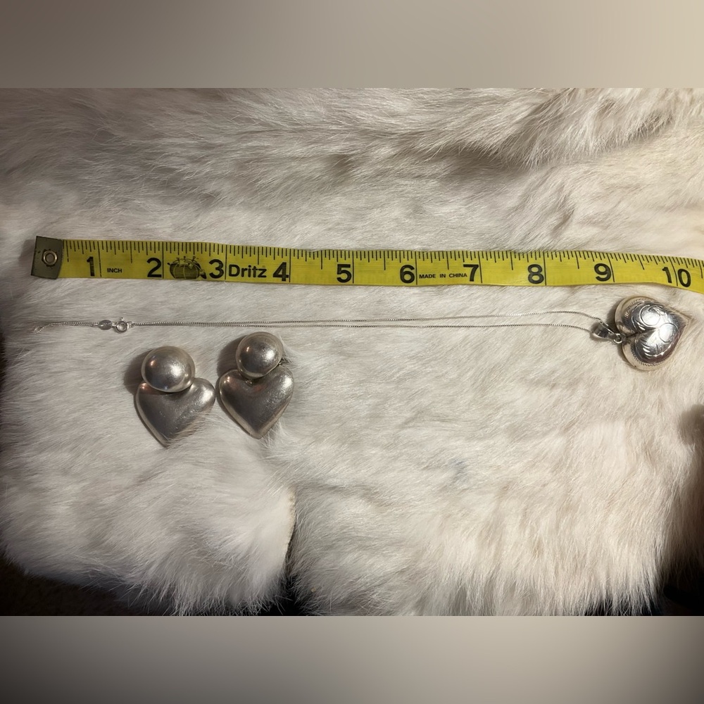 Sterling Silver Puffy Heart SET - Picture 10 of 11